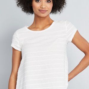 ModCloth Scalloped White Playfully Functioning Top